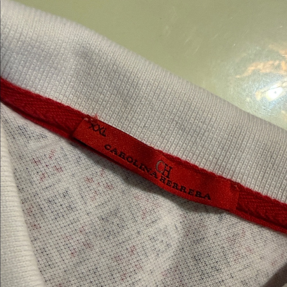 Carolina Herrera White and Red Geometric Polo Shirt - Picture 3 of 4